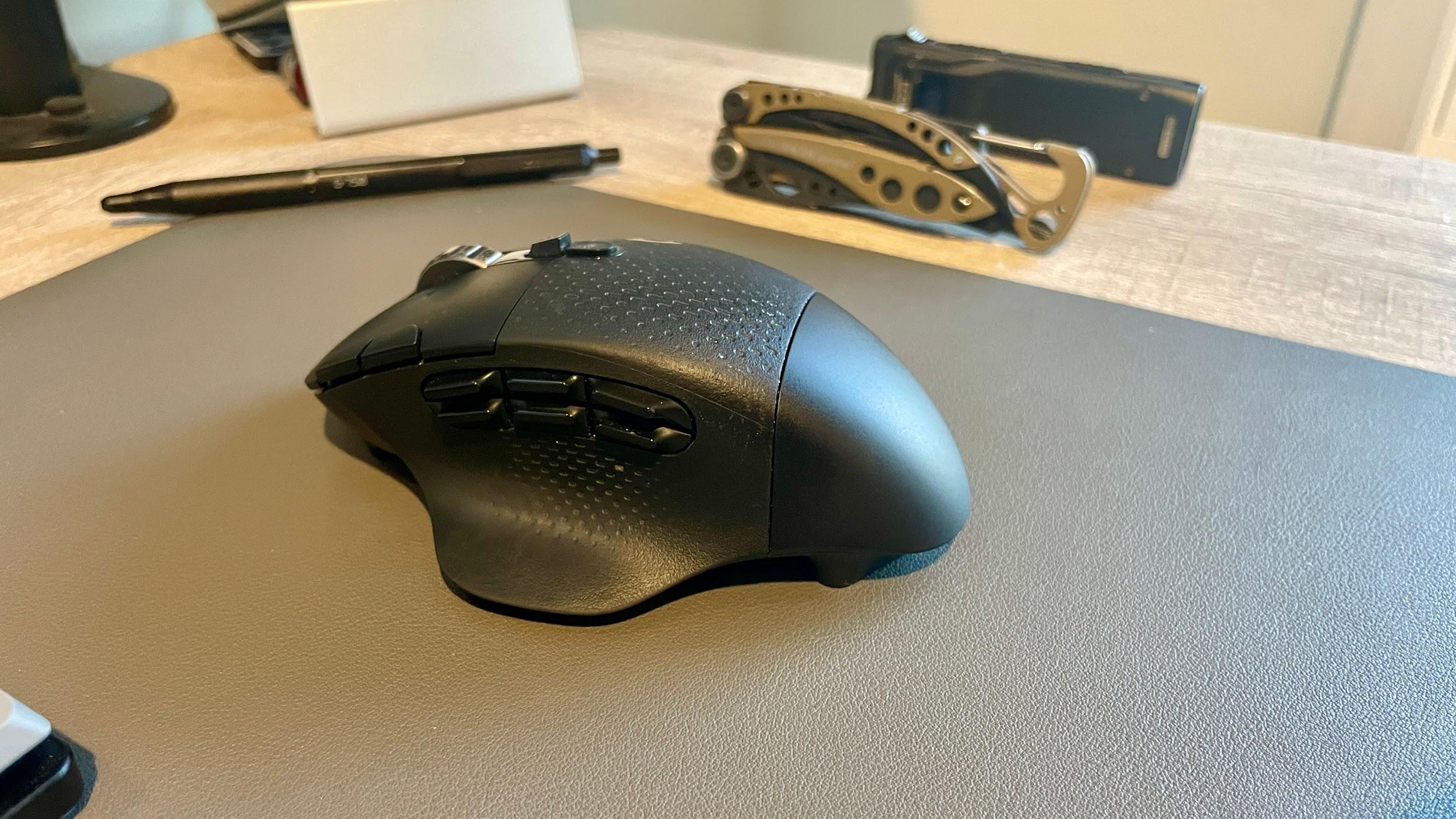 Logitech G604 LIGHTSPEED on a desk mat